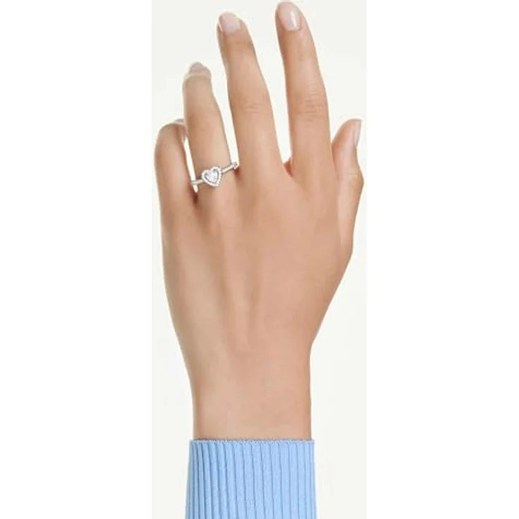 Swarovski Una Angelic Motivring, Herzform, Weiß, Rhodiniert mit Swarovski Zirconia und Kristallpavé – Bild 5