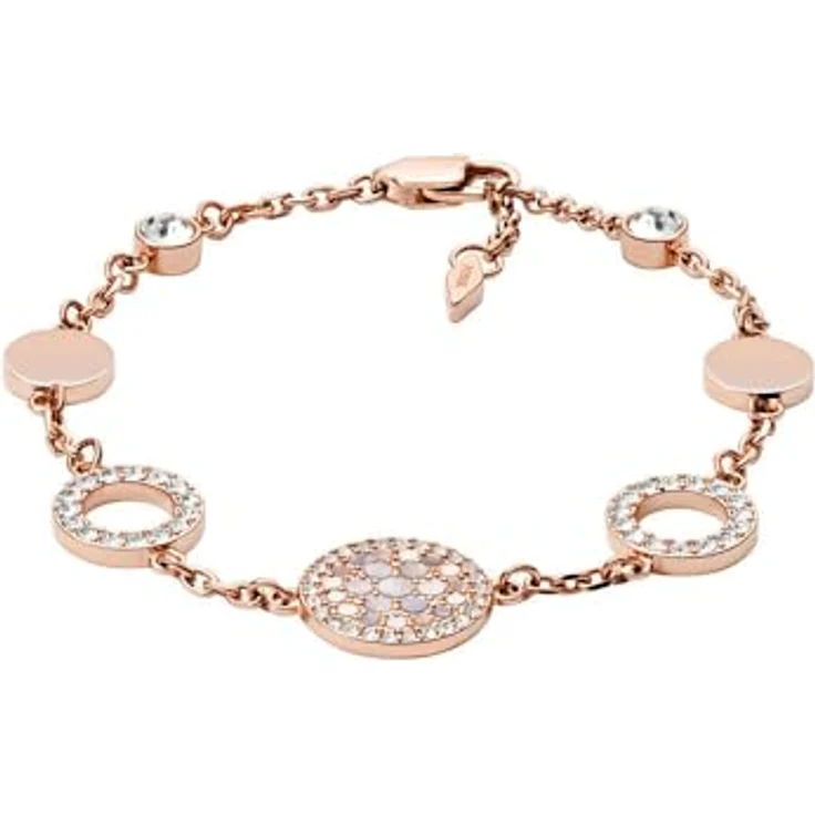 Fossil Damen Edelstahl Kettenarmband mit Karabinerverschluss, 19 cm in Pink und Roségold, poliertes Finish, 2,5 cm Erweiterung – Bild 1