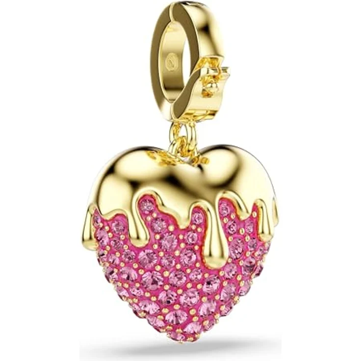 Swarovski Idyllia Charm, Herz in Rosa mit Rundschliff, 18K Goldbeschichtung und klaren Kristallen – Bild 5