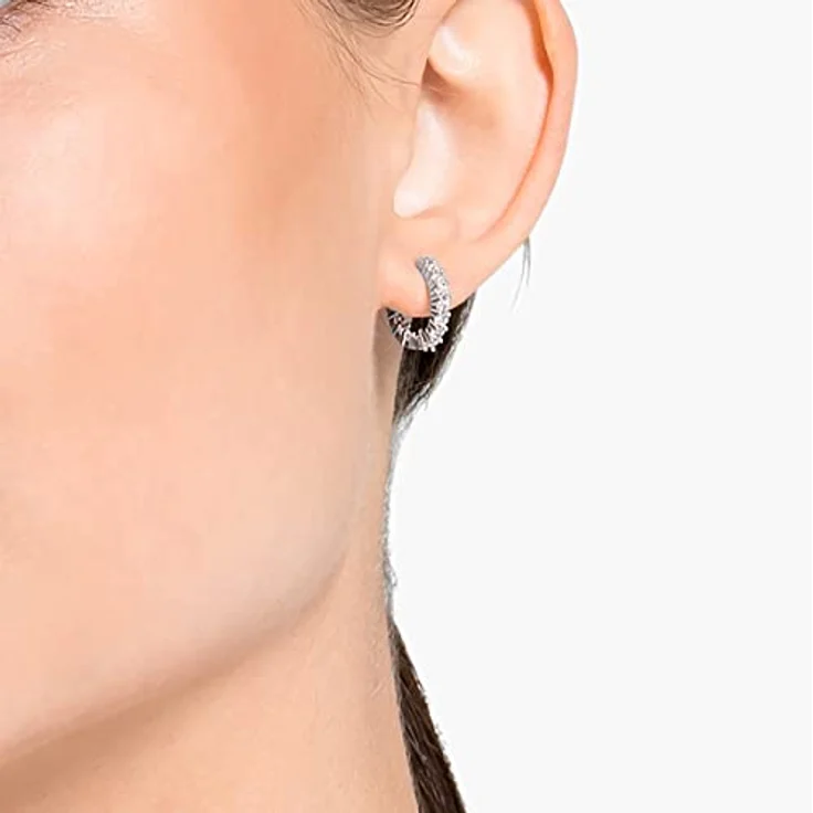 Swarovski Matrix Vittore Kreolen, Weiss, rhodiniert mit funkelnden Elementen für Damen – Bild 3