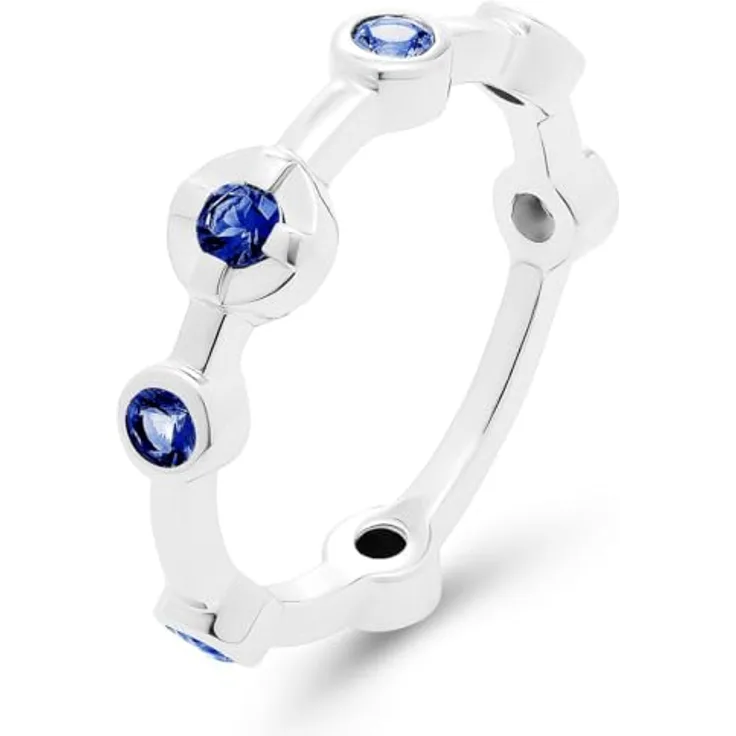 JETTE Damenring 925er Silber, recycelt mit 7 Farbsteinen, Modell 32027823