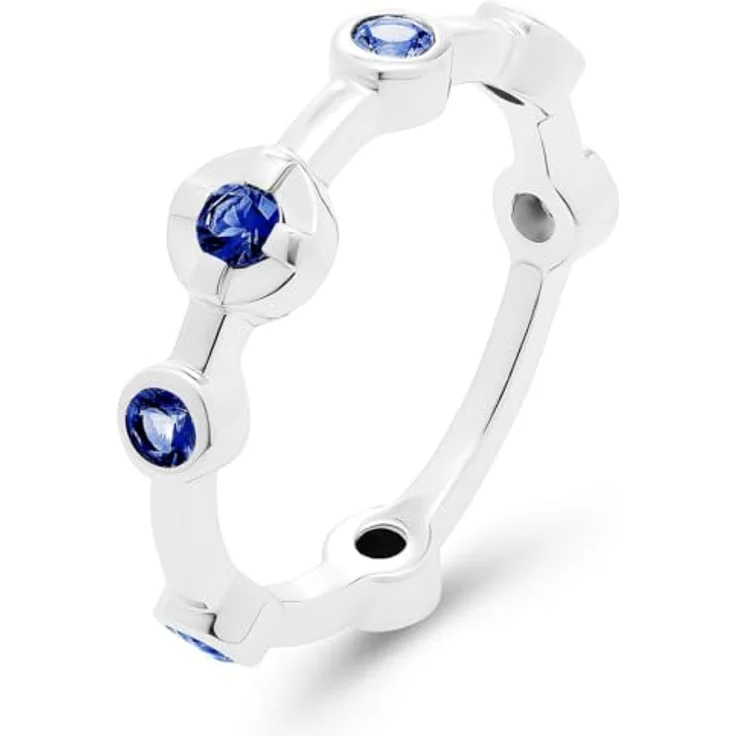 JETTE Damenring 925er Silber, recycelt mit 7 Farbsteinen, Modell 32027823 – Bild 1