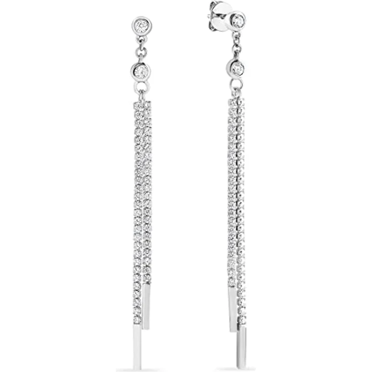 JETTE Damen-Ohrhänger 925er Silber mit 98 Zirkonia, 7,3 cm lang, Silber – Bild 1