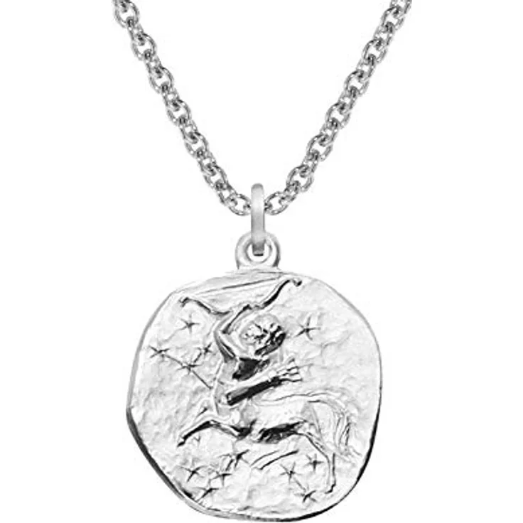 trendor Sternzeichen Schütze Halskette 925 Silber, Ø 16 mm, Tierkreiszeichen Anhänger mit 45 cm Kette, anlaufgeschützt, für Damen, Herren und Kinder