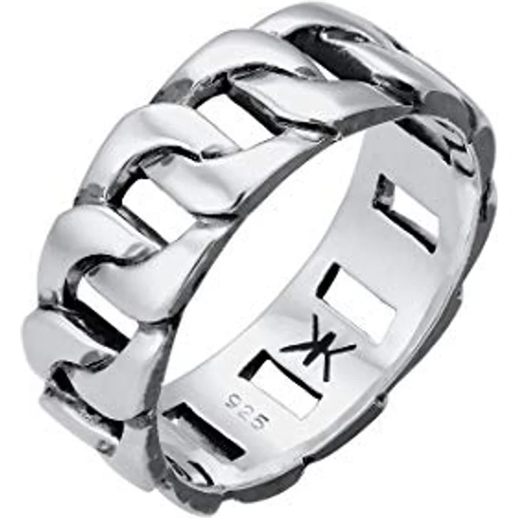 Kuzzoi Massiver Herrenring im Panzer Design, 8mm Bandring aus 925 Sterling Silber, schwarz oxidiert, Ringgröße 56 – Bild 1