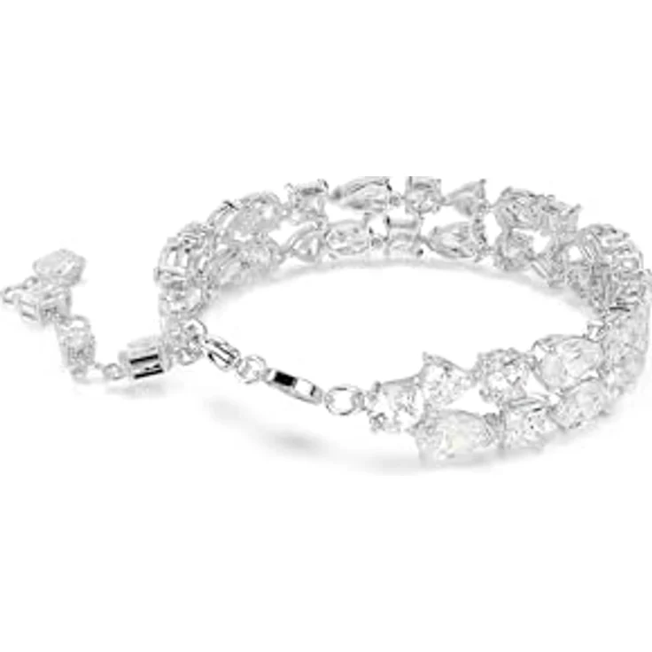 Swarovski Mesmera Armband, Rhodiniertes Damenarmband mit Swarovski Zirkonia, Doppelreihe – Bild 5