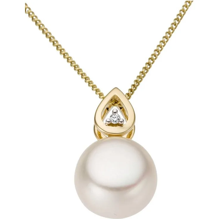 Firetti Kettenanhänger mit Süßwasserzuchtperle und Brillant, Gold 333 als Geschenk für Damen