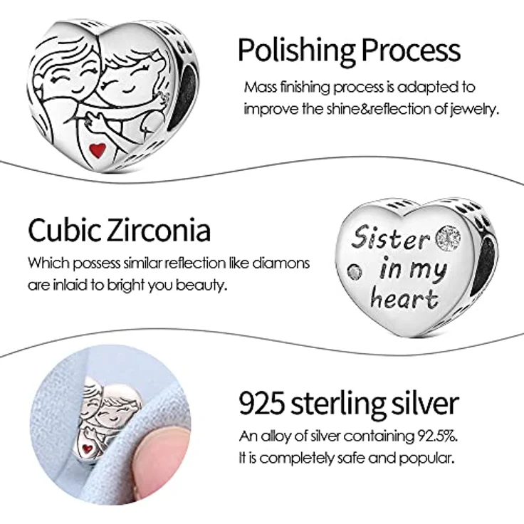 Pandach Damen Charm Anhänger 925 Sterling Silber, Zirkonia Beads für Armband und Halskette, kompatibel mit europäischen Armbändern, Geschenkidee für Frauen und Mädchen – Bild 5