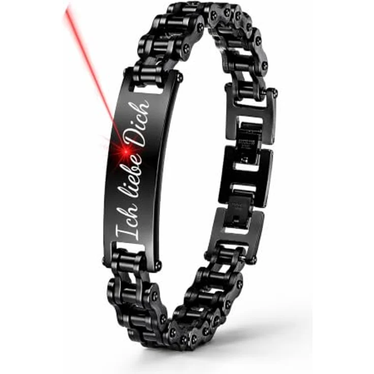 UNIQAL Personalisiertes Lederarmband mit Gravur "SHAPE", Unisex, 21 cm, Magnetverschluss, handgemacht in Deutschland, echtes Rindsleder, inklusive Geschenkbox – Bild 1
