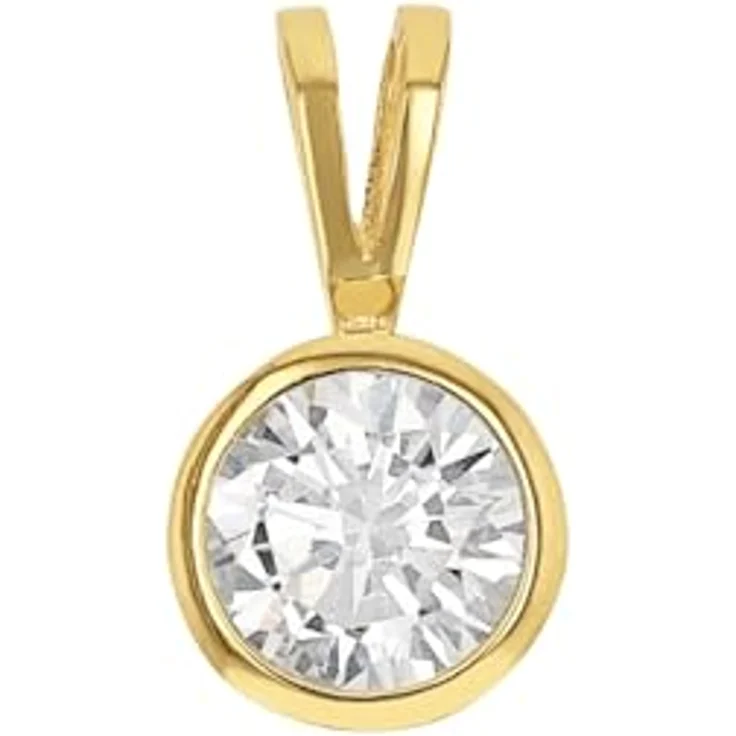 Amor Motivanhänger Damen Anhänger aus 585 Gold, mit synthetischem Zirkonia, 1,1 cm, in Schmuck Geschenk Box, 9038824 – Bild 1