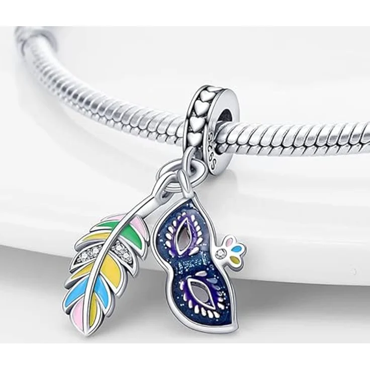 TINSLO Charm Anhänger Damen 925 Sterling Silber mit Zirkonia-Steinen, kompatibel mit Pandora Armband und Halskette, ideal als Geschenk für Frauen und Mädchen – Bild 2