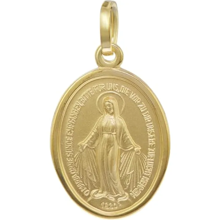 trendor Madonna Milagrosa Gold-Anhänger, 333/8 Karat, 16 mm, seidenmatt-glänzend, Heilige Maria Medaille