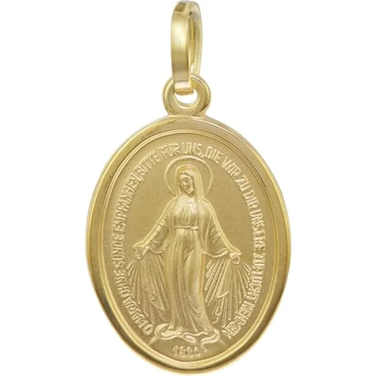 trendor Madonna Milagrosa Gold-Anhänger, 333/8 Karat, 16 mm, seidenmatt-glänzend, Heilige Maria Medaille – Bild 1