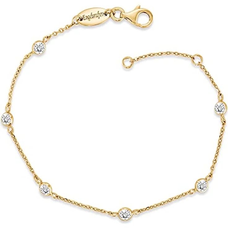 Engelsrufer Damen Armband aus Sterling Silber mit Zirkonia Steinen und Goldakzenten, verstellbar 17–20 cm, nickelfrei, Allergiker freundlich – Bild 1