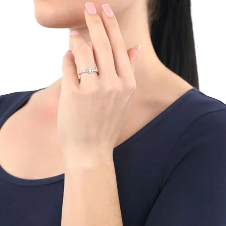 Amor Herz-Ring aus 925 Sterling Silber, Damenring mit 17 Zirkonia-Steinen, 7 mm breit – Bild 2