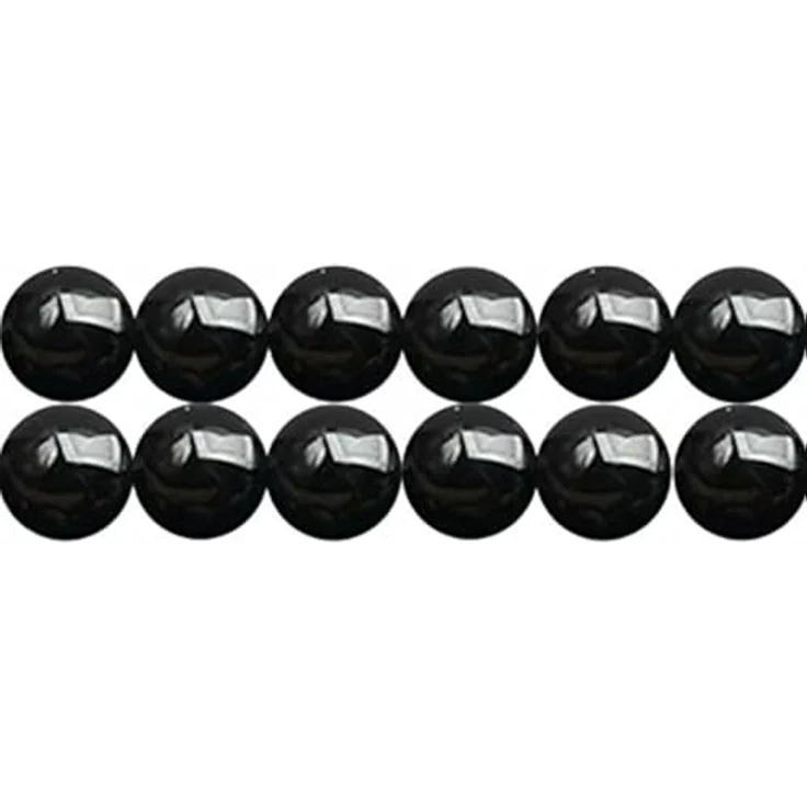 SKYBEADS Natur Schwarz Onyx 12mm Edelsteinperlen, 38cm Strang mit ca. 30 Stück zum Auffädeln – Bild 1