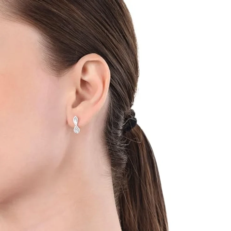 Amor Ohrstecker für Damen, Sterling Silber 925 mit Zirkonia, 14 mm, silber, Schmuck Geschenkbox, 2100168 – Bild 2