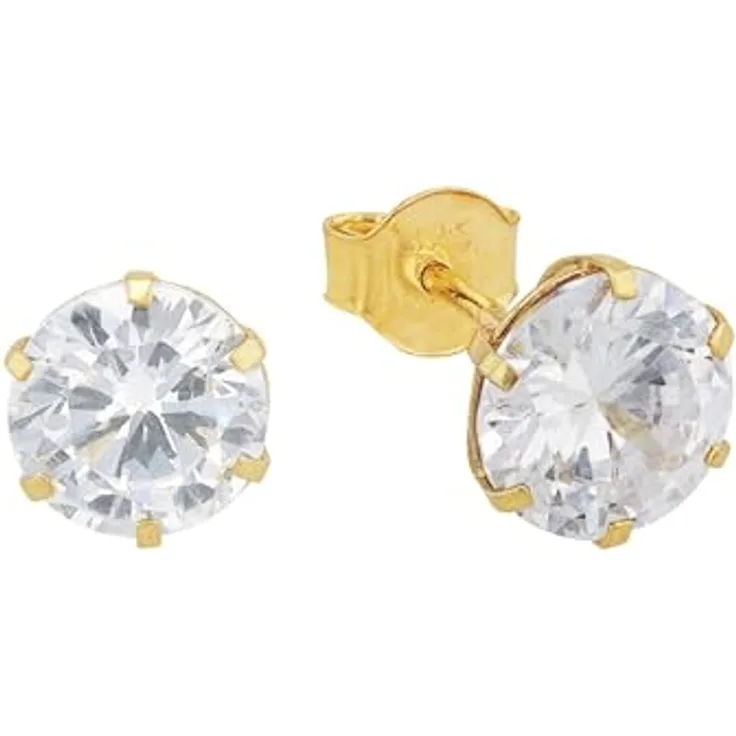 Amor Ohrstecker Unisex, 375er Gold mit synthetischem Zirkonia, 0,8 cm, in Geschenkbox, Modell 2013836
