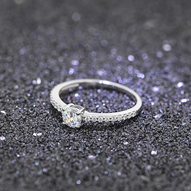 trendor Verlobungsring Weißgold 333 (8 Karat) Damenring mit 19 Zirkonias, Ringgröße 60/19,1, Brillantschliff Ø 4,5 mm – Bild 2