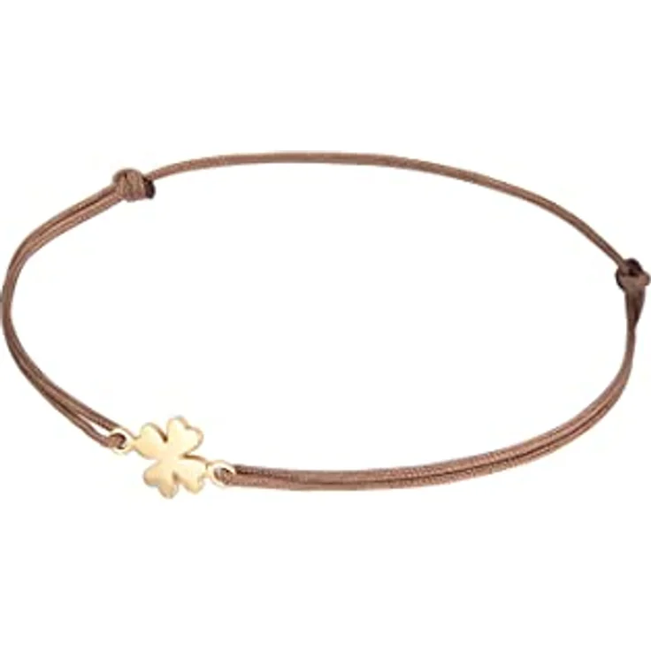 Elli Armband Damen Kleeblatt Anhänger Glück, 925 Sterling Silber vergoldet mit Nylon, anlaufgeschützt, handgefertigt – Bild 2