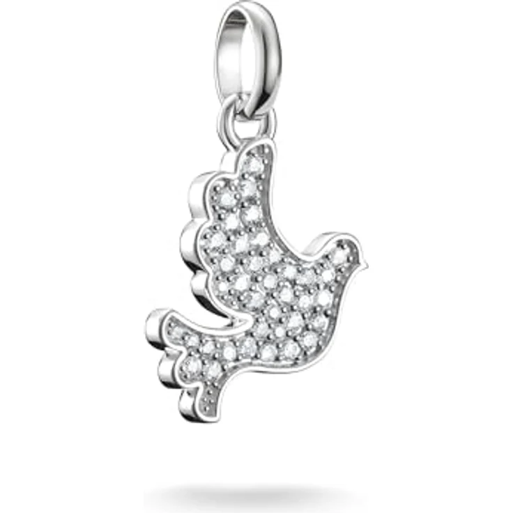 Thomas Sabo Charm Club Connect Charm-Anhänger Friedenstaube, recyceltes 925 Silber mit filigraner Öse, flexibel tragbar – Bild 1