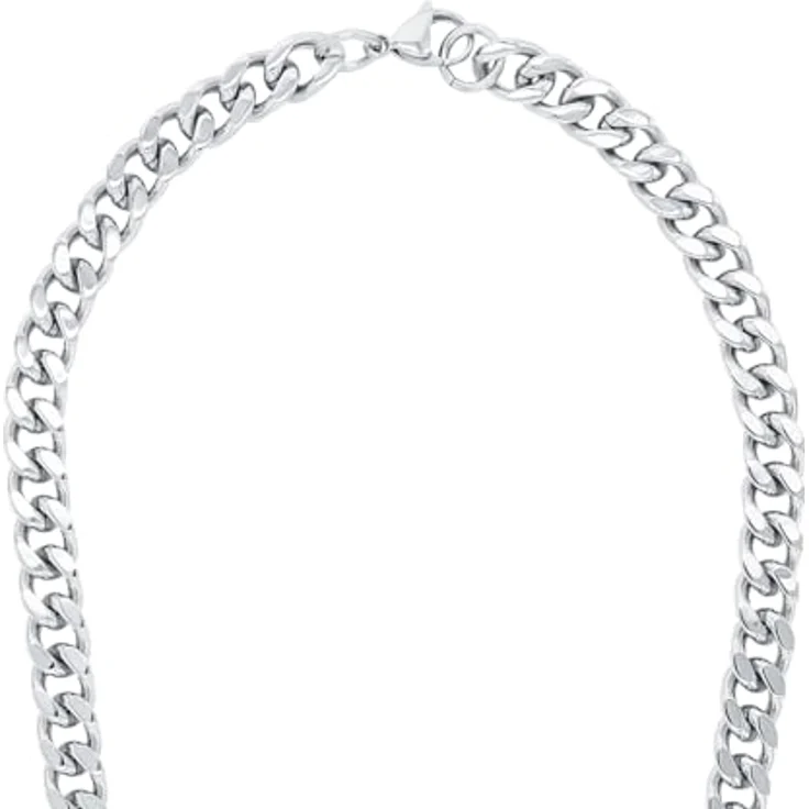 Amor Edelstahl Herren Halskette, 50 cm, Silber mit Karabinerverschluss, 8 mm Breite, Geschenkbox включена, 2040437 – Bild 2