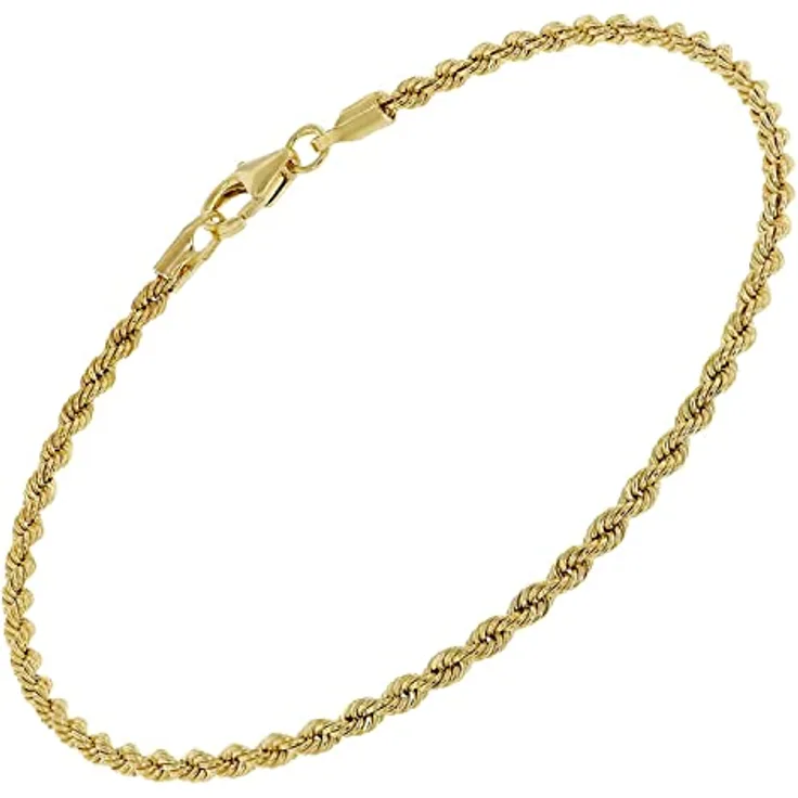 trendor Damen-Armband 333 Gold / 8 Karat Kordelkette, 18,5 cm, hochwertiger Goldschmuck für Frauen, ideales Geschenk in Schmuck-Box