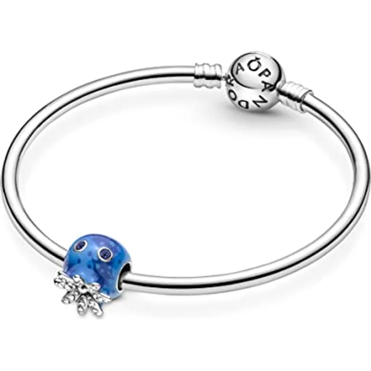 PANDORA Ocean Bubbles & Waves Octopus Charm 791698C01, Sterling-Silber mit blauen Emaille-Effekten und Kristallaugen – Bild 5