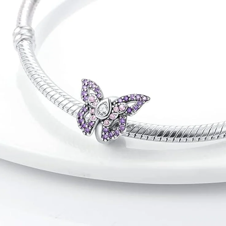 TINSLO Charm Anhänger Damen 925 Sterling Silber, kompatibel mit Pandora Armband und Halskette, Zirkonia-Steine, für Frauen und Mädchen – Bild 2