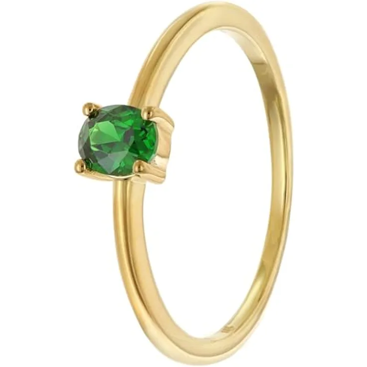 trendor Damenring 333 Gold (8k) Ovaler Zirkonia Grün, elegantes Schmuckstück, Ringgröße 52/16,6, inkl. Geschenkbox