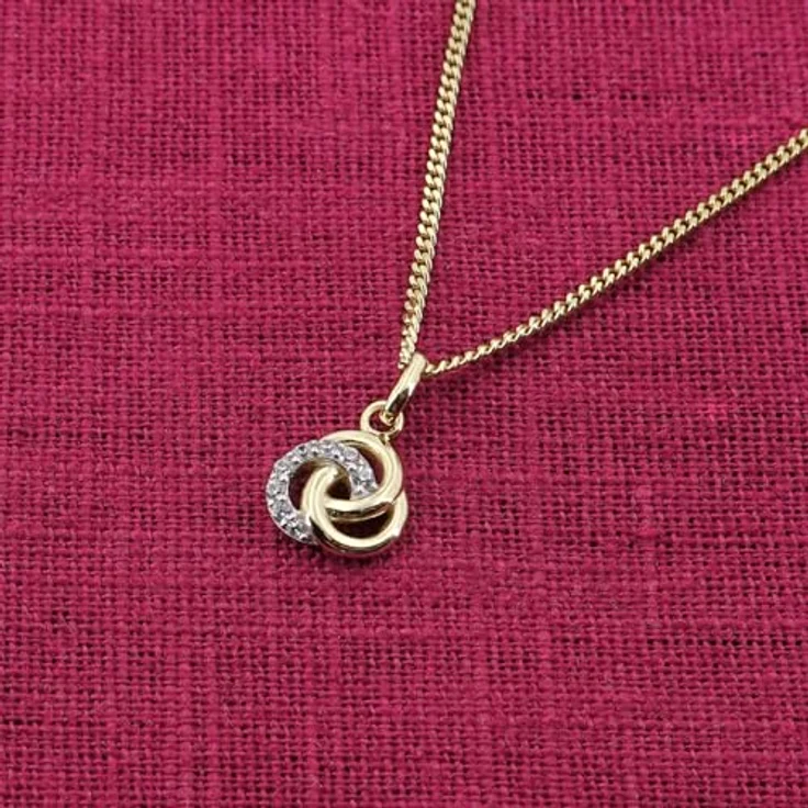 GLIZZ Zirkonia Herz-Anhänger Gold 333/8K an vergoldeter Silberkette, 45 cm, elegantes Damen-Halsketten-Accessoire, ideal als Geschenkidee – Bild 4