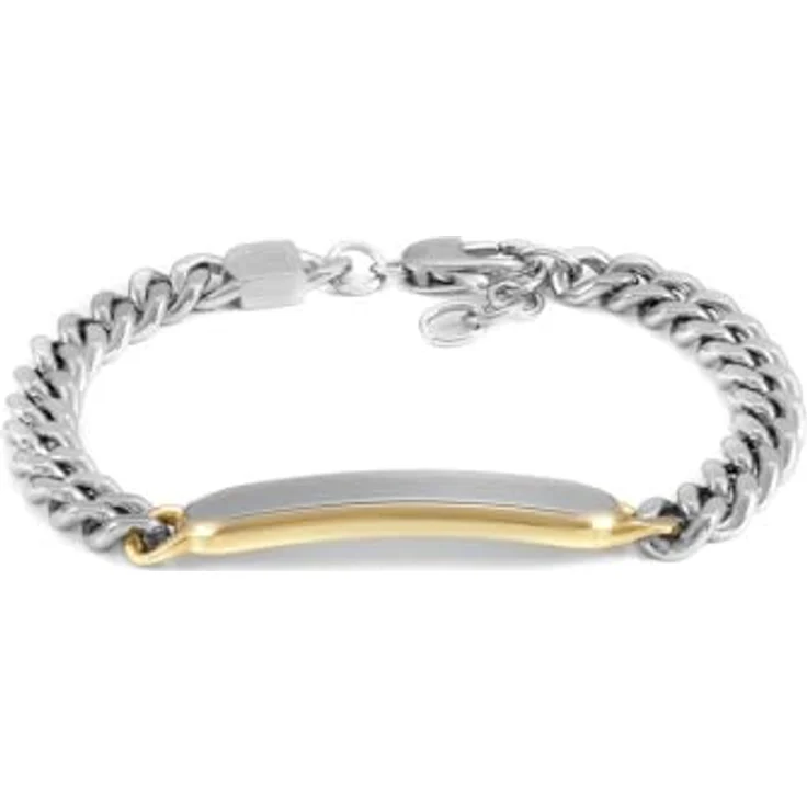 Fossil Drew Herrenarmband aus Edelstahl mit Karabinerverschluss, Zweifarbig in glänzendem Silber und Goldton – Bild 1