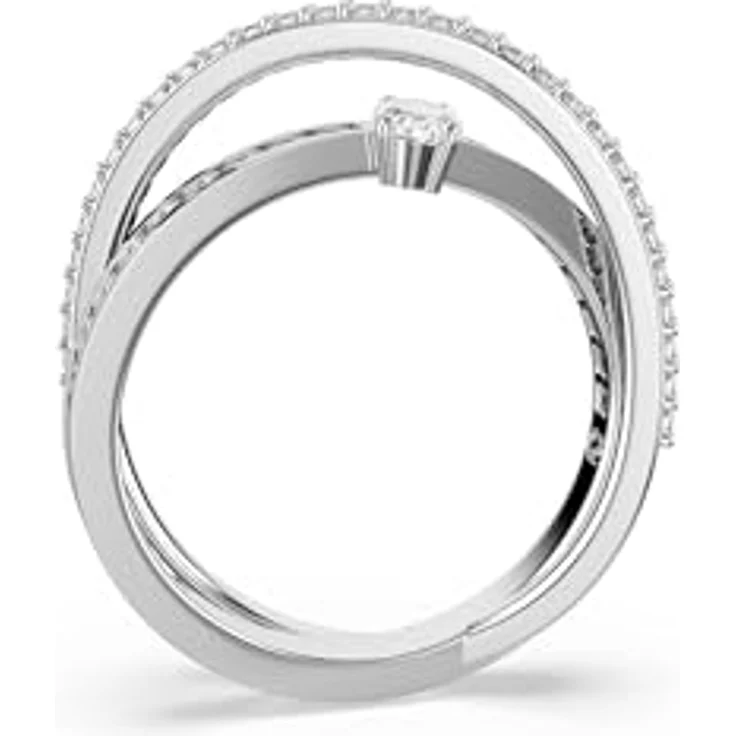 Swarovski Hyperbola Ring, Weißer, Rhodinierter Damenring mit Klaren Swarovski Zirconia in Kanal- und Krallenfassungen – Bild 4