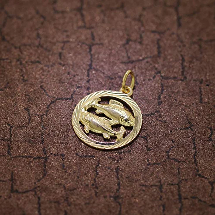 trendor Sternzeichen Fische 333 Gold Anhänger Ø 16 mm, modischer Tierkreiszeichen Schmuck aus Echtgold für Damen und Herren, elegante Geschenkidee, 39000-03 – Bild 3