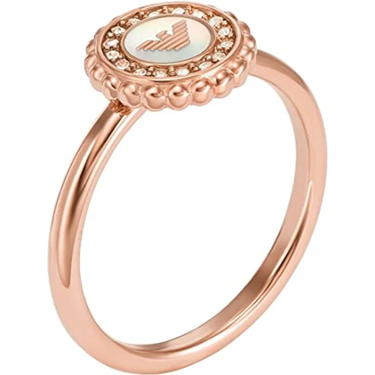 EMPORIO ARMANI Damenring EGS30202215.5, Rose Gold-Tone Edelstahl mit polierter Ausführung und Perlmutt-Center, Größe 5,5 – Bild 1