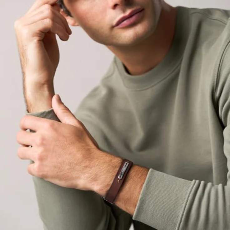 Fossil Machine Herren Armband, Mehrfarbig aus Leder mit mattem Finish und sicherem Steckverschluss, JF04963040 – Bild 2