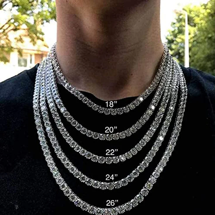 Michooyel Tennis Halskette, Iced Out Kette mit 5A-Zirkonia, 18 Karat vergoldetes Messing, Silber 925, 6mm x 45cm – Bild 5