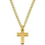 s.Oliver Halskette Edelstahl Herren, 50 cm, gold, Kreuz-Anhänger in Geschenkbox, 2036868