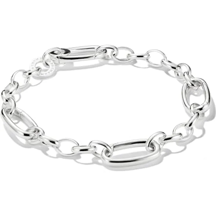 THOMAS SABO Charm-Armband aus recyceltem 925 Silber mit drei Connect Links, individuell kombinierbar