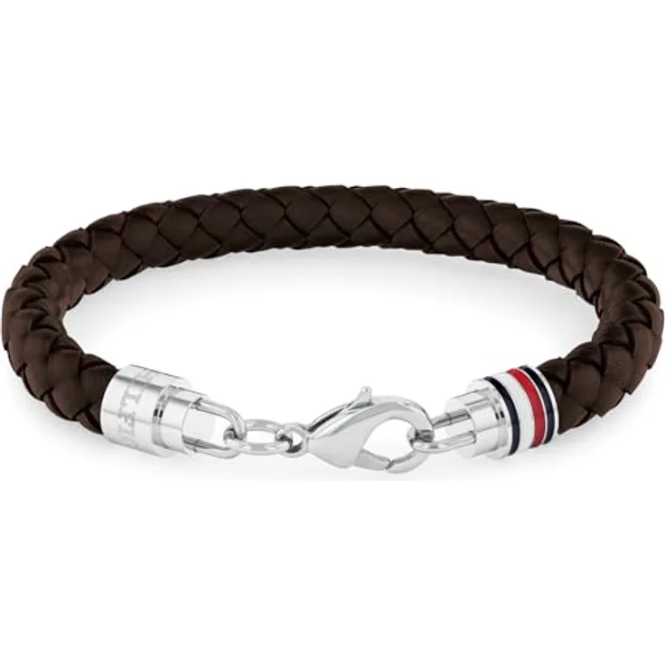 Tommy Hilfiger Jewelry Armband für Herren aus braunem geflochtenem Leder mit Edelstahlverschluss, 19 cm, 2790546