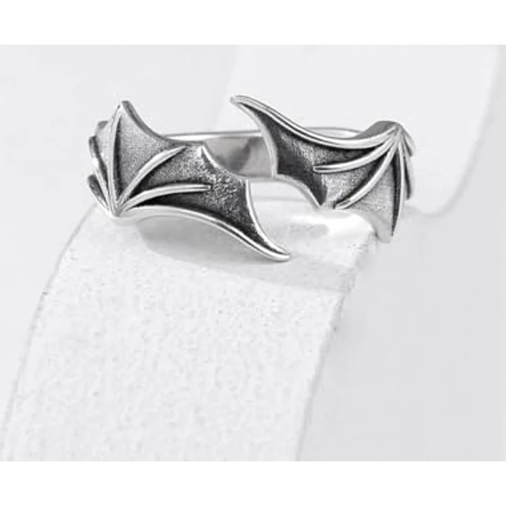 KONFEN Flügel Herren Ring, Wikinger Verstellbarer Ring aus hypoallergenem Material, Silber, Vintage Hip Pop Offenes Design für Herren mit einzigartiger Textur – Bild 5