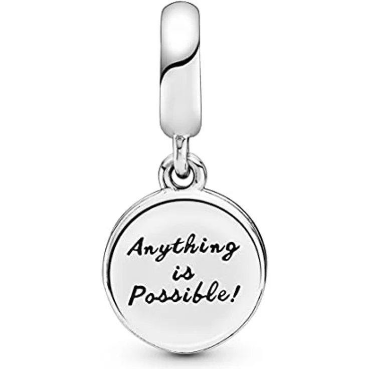 PANDORA Charm "Kleeblatt" grün, 925er Sterlingsilber mit grünen und weißen Kristallen, Größe 23,5 mm, Gravur "Anything is Possible" – Bild 2