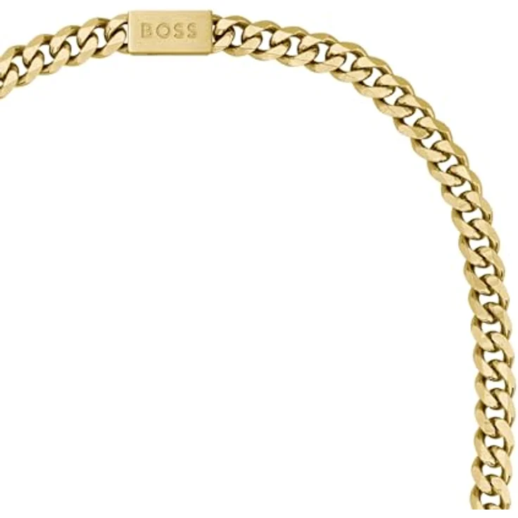 BOSS Jewelry Gliederhalskette für Herren, Panzer-Halskette in Gelbgold, 61 cm mit magnetischem Verschluss und graviertem Logo - 1580402 – Bild 2