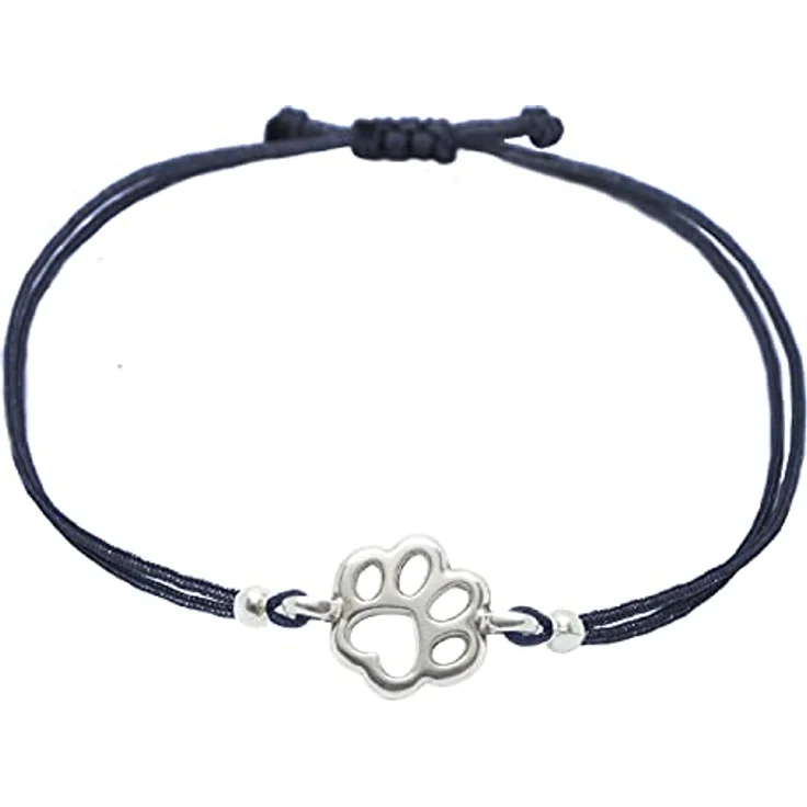 Selfmade Jewelry Pfotenarmband Damen, Silberfarbenes Größenverstellbares Makramee-Armkettchen mit Handgemachter Tatze, Inkl. Geschenk-Verpackung – Bild 1