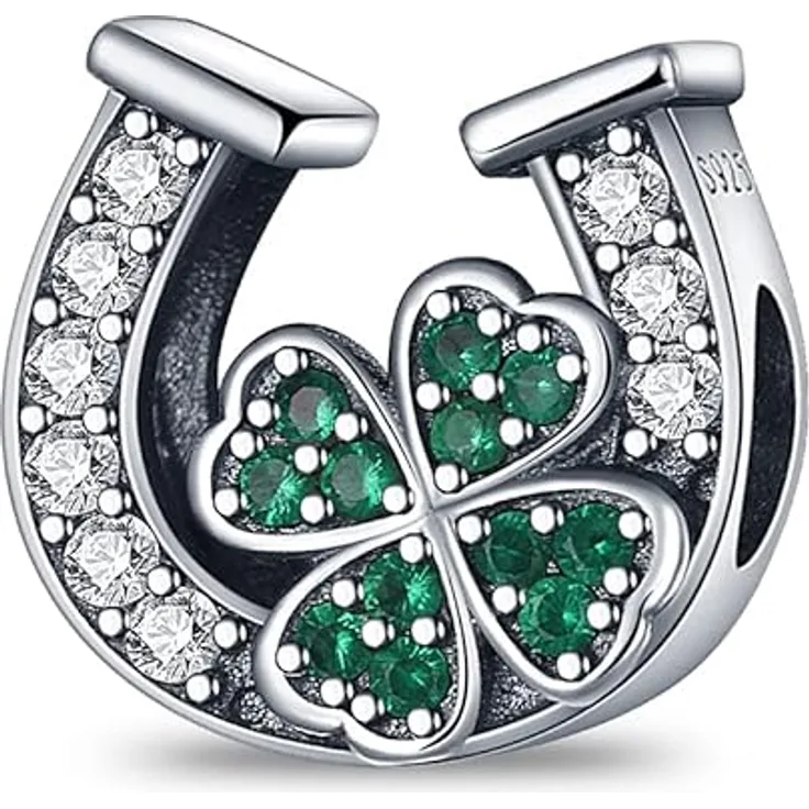 TINSLO Charm Anhänger Damen, 925 Sterling Silber mit Zirkonia-Steinen, kompatibel mit Pandora Armbändern und Halsketten, ideal als Geschenk für Frauen und Mädchen