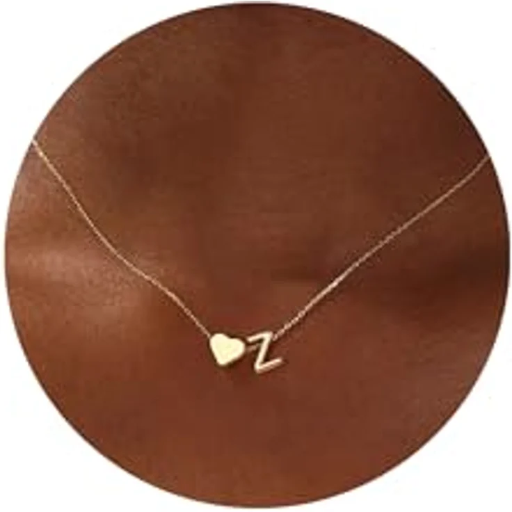 TINGN Herz Halskette mit Buchstaben, 14K vergoldete Damen-Halskette mit Initial Z, 40 CM lange Kette für Frauen und Mädchen, personalisierte Geschenke – Bild 1