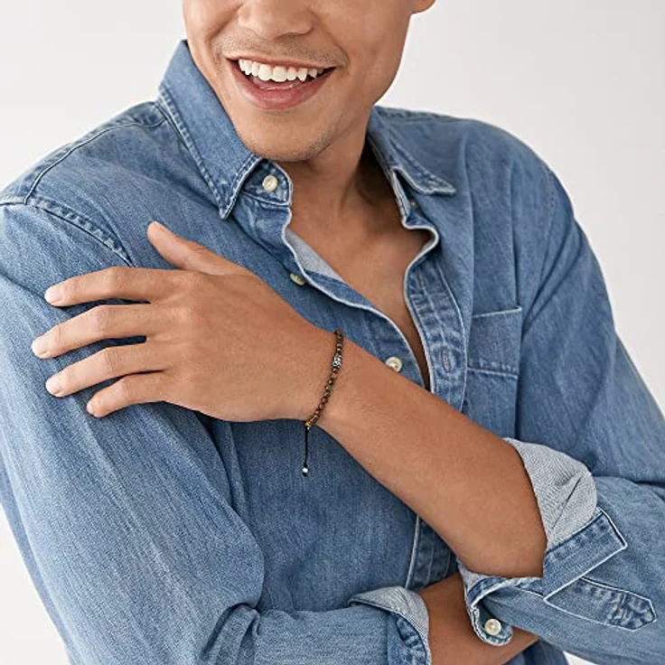 Fossil JF04413040, Herren Armband aus poliertem Edelstahl, silber, Länge 250mm, Breite 4mm, Schiebereglerverschluss – Bild 5