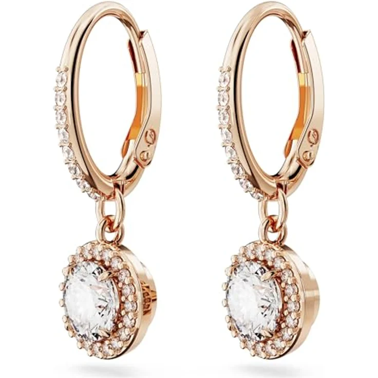 Swarovski Ohrstecker Una Angelic 5638769, Creolen aus Roségold mit Swarovski-Kristallen in klarem Weiß, klappbar – Bild 3