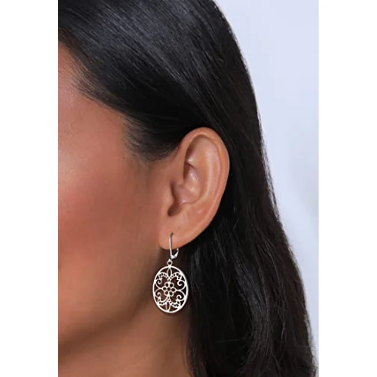 Elli Ohrhänger Ornament Floral, Damen Schmuck in 925 Sterling Silber, handgefertigt, anlaufgeschützt, hochglanzpoliert – Bild 5