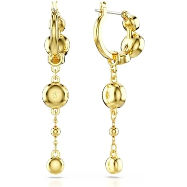 Swarovski Imber Drop-Ohrhänger, Weiße, Vergoldete Ohrringe mit Kesselgefassten Swarovski Kristallen und Abnehmbarer Kette – Bild 4